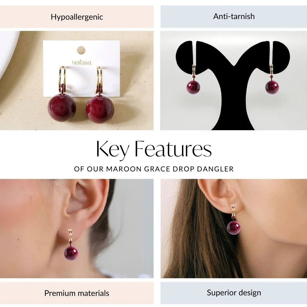 Maroon Grace Drop Dangler - Image 4