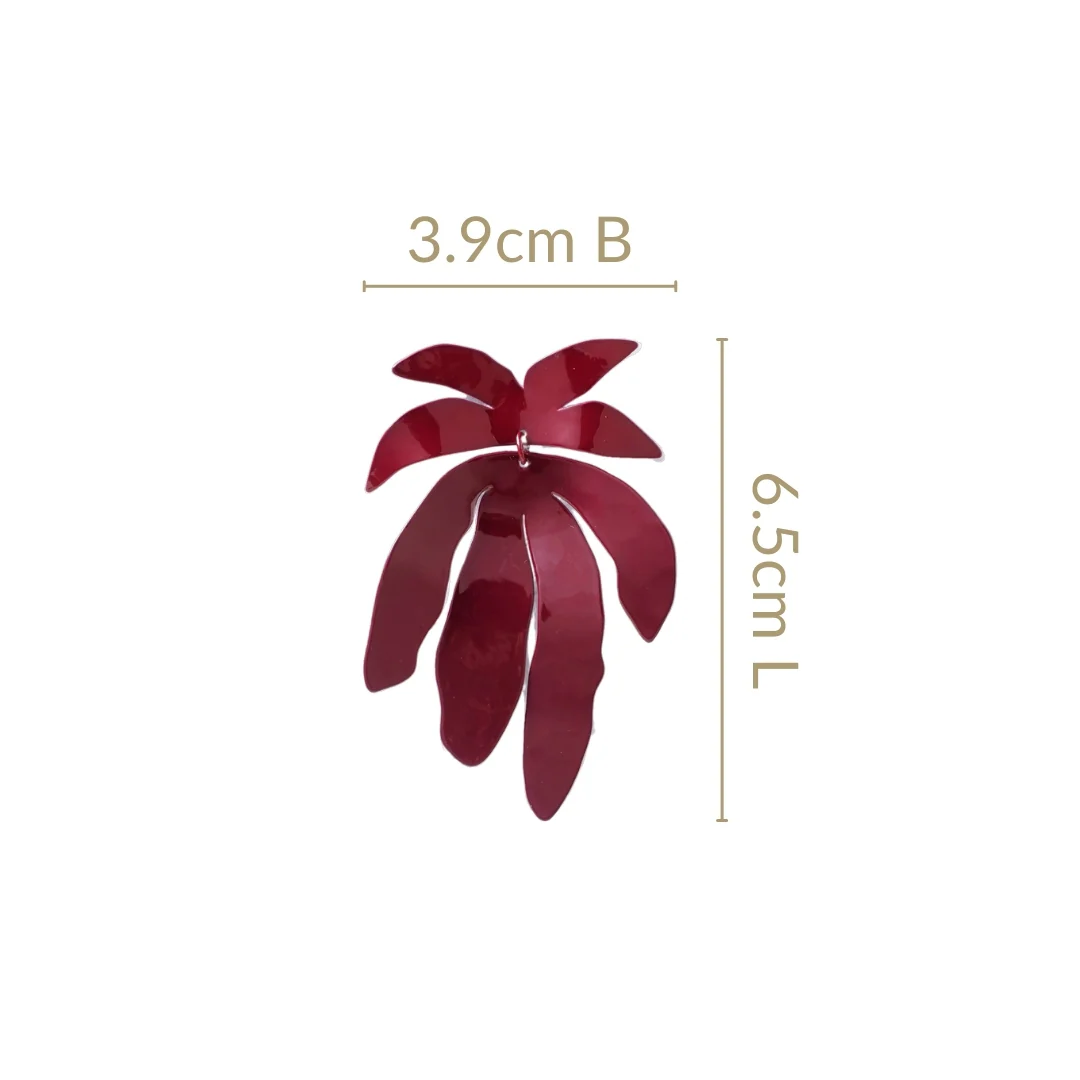 Maroon Palm Leaves Abstract Danglers - Image 3