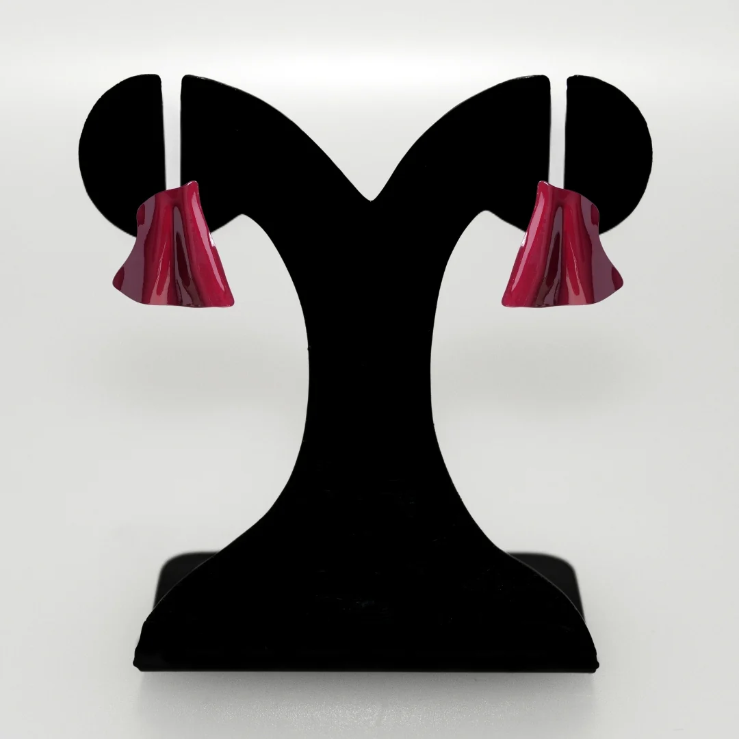 Maroon Textured Earrings - Image 6