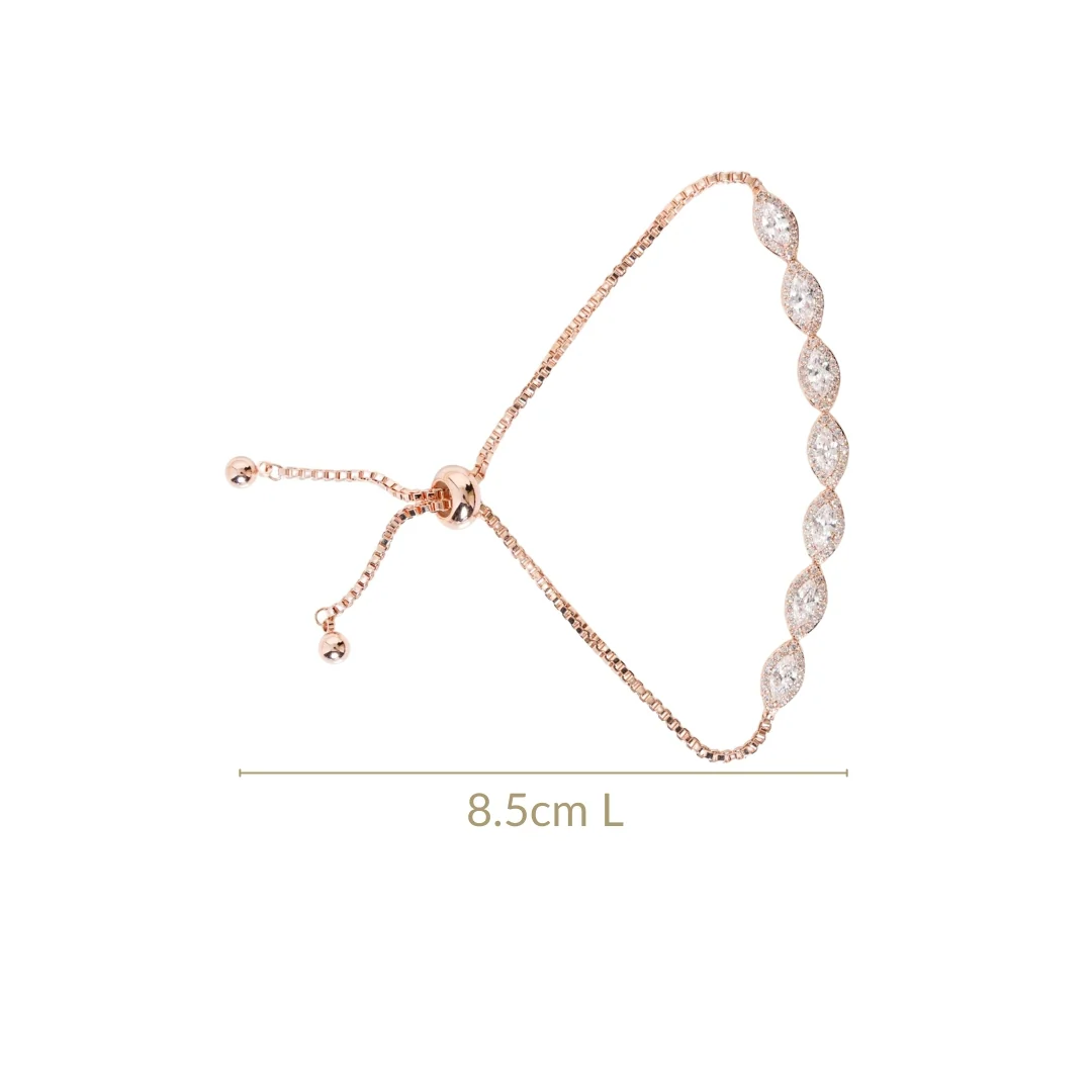 Marquise Cut Charm Rose Gold Bracelet - Image 3