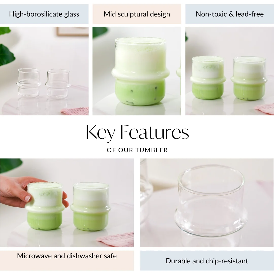Matcha Orbit Glass Tumbler Set Of 2 300ml - Image 4