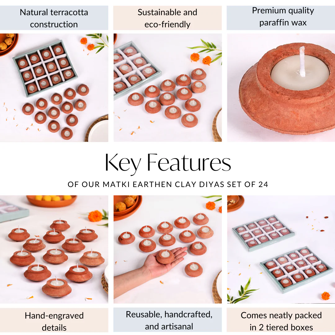 Matki Earthen Clay Diyas Set Of 24 - Image 6
