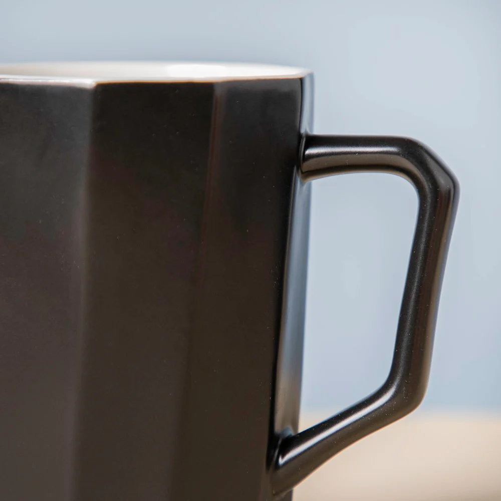 Matt Black Ribbed Mug 350 ml - Image 4