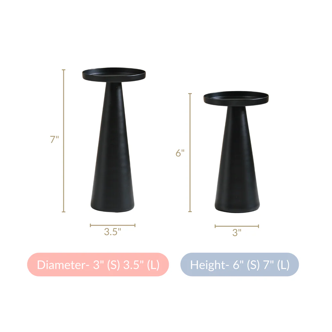 Matte Black Pillar Candle Stand Set Of 2 - Image 5