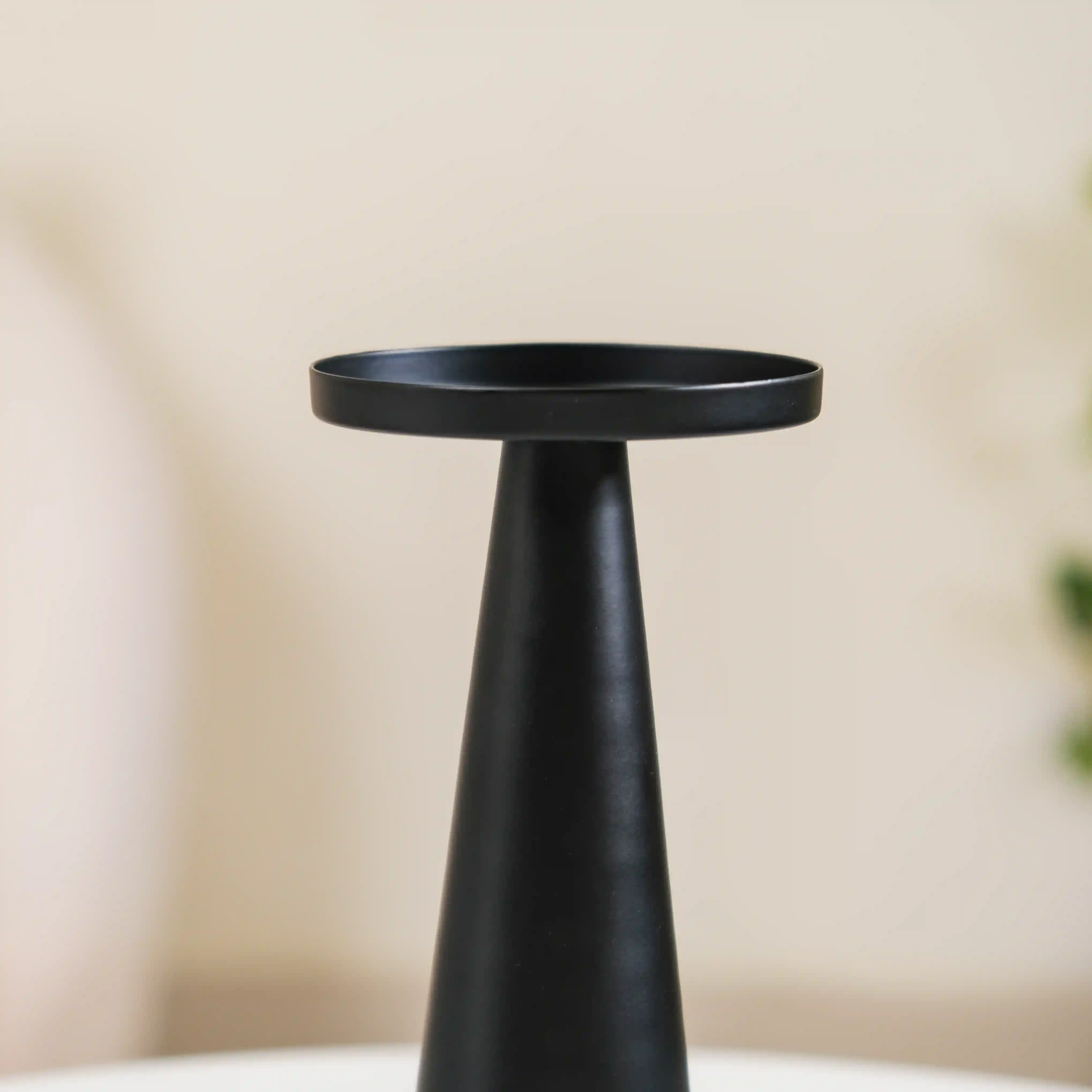 Matte Black Pillar Candle Stand Set Of 2 - Image 7