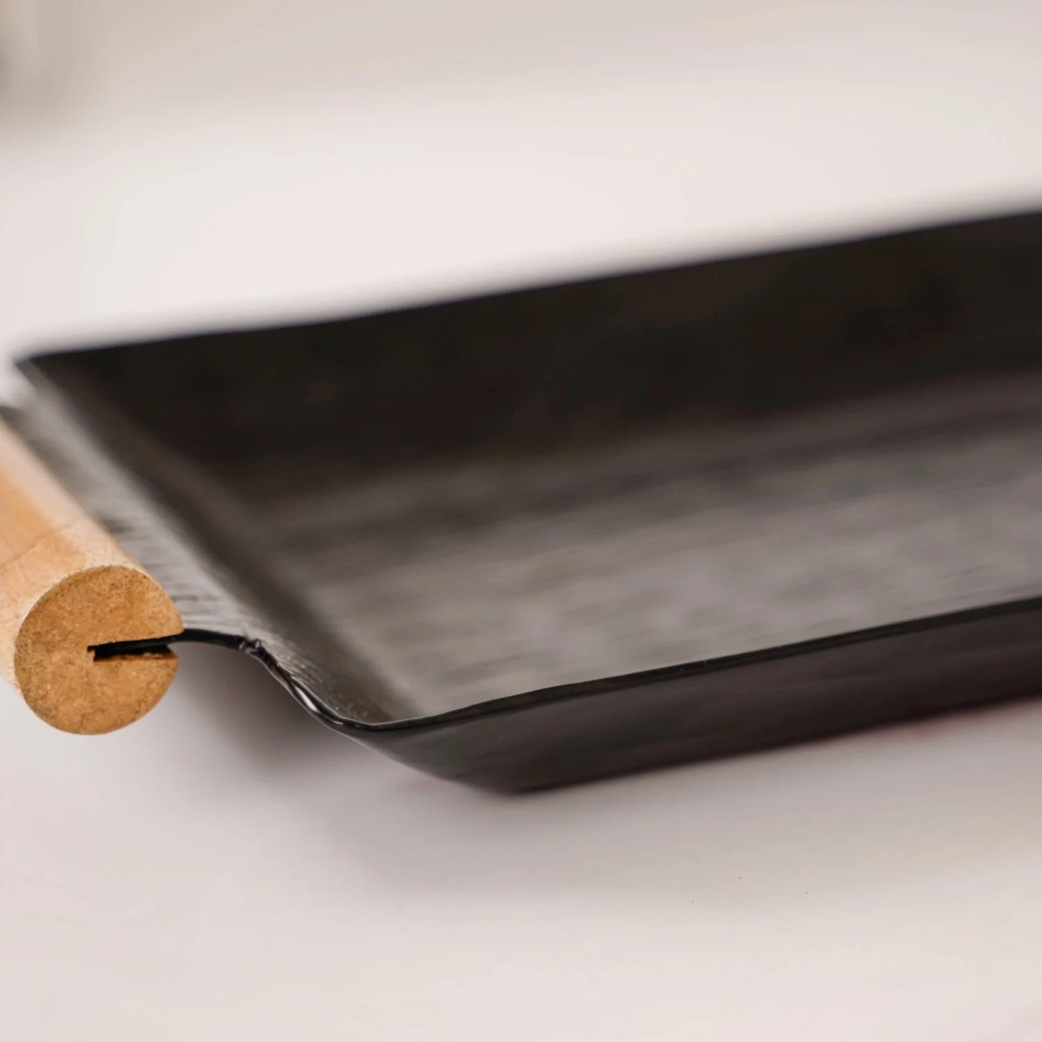 Matte Black Rectangle Metal Tray With Wooden Handle 19x6 Inch - Image 6