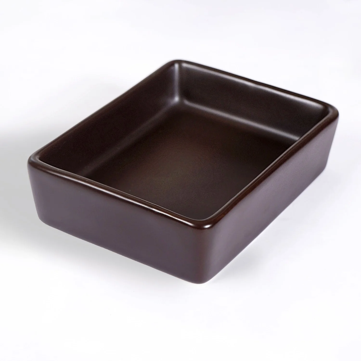 Matte Brown Rectangular Ceramic Dessert Dish Set Of 6 - Image 3