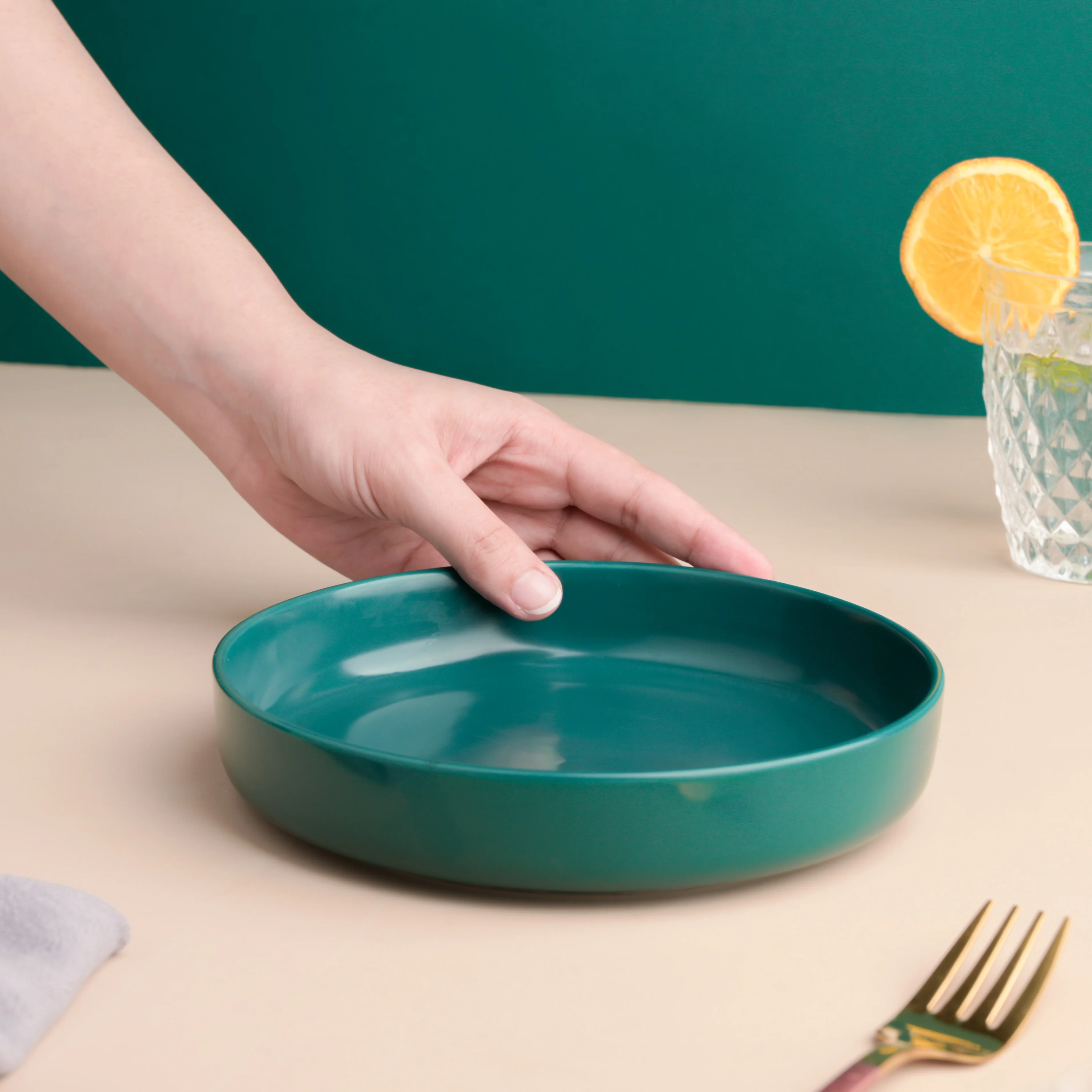 Matte Green Deep Plate - Image 3