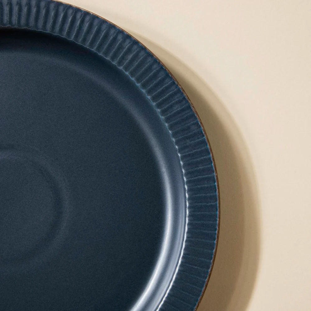 Matte Modern Ceramic Snack Plate Blue 8.5 Inch - Image 4