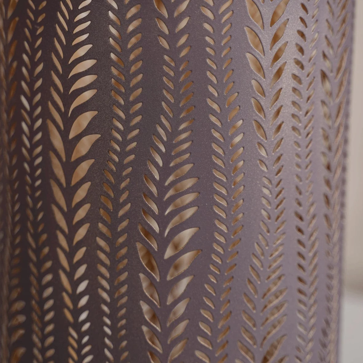 Matte Taupe Leaves Cutwork Metal Lantern Set Of 2 - Image 12