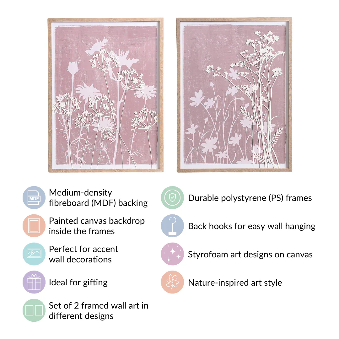 Mauve Emboss Print Wall Art Set Of 2 23x17 Inch - Image 5