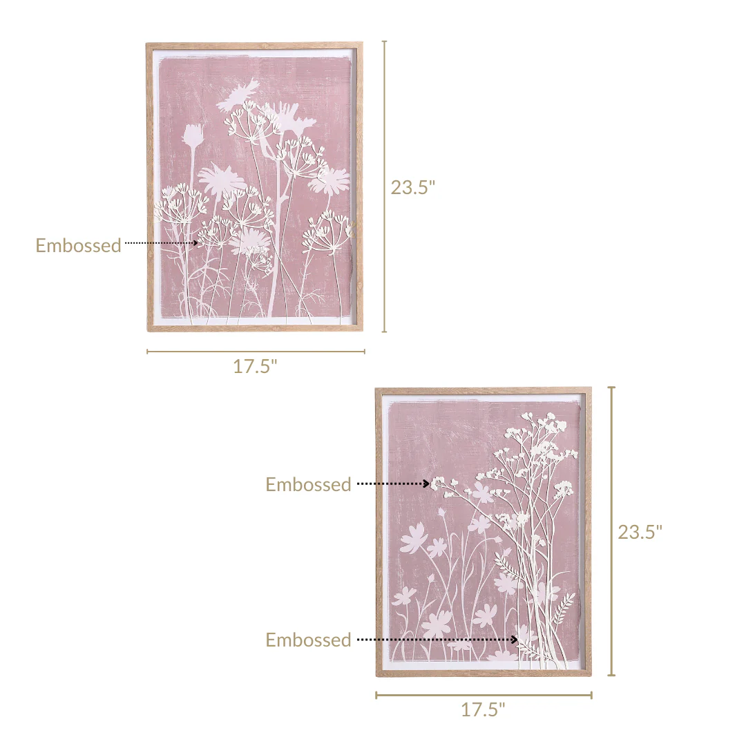 Mauve Emboss Print Wall Art Set Of 2 23x17 Inch - Image 6