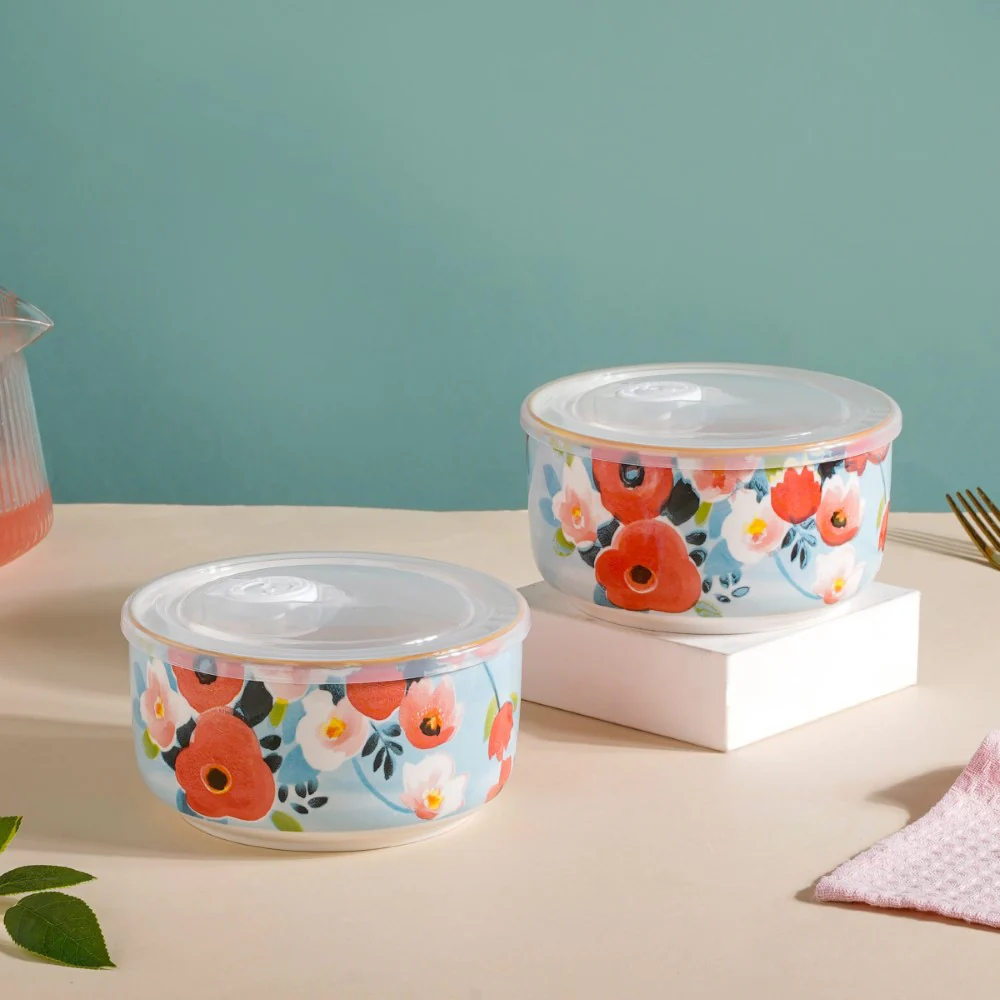 Meadow Muse Ceramic Lunch Box Blue 550 ml Set Of 2 - Image 19