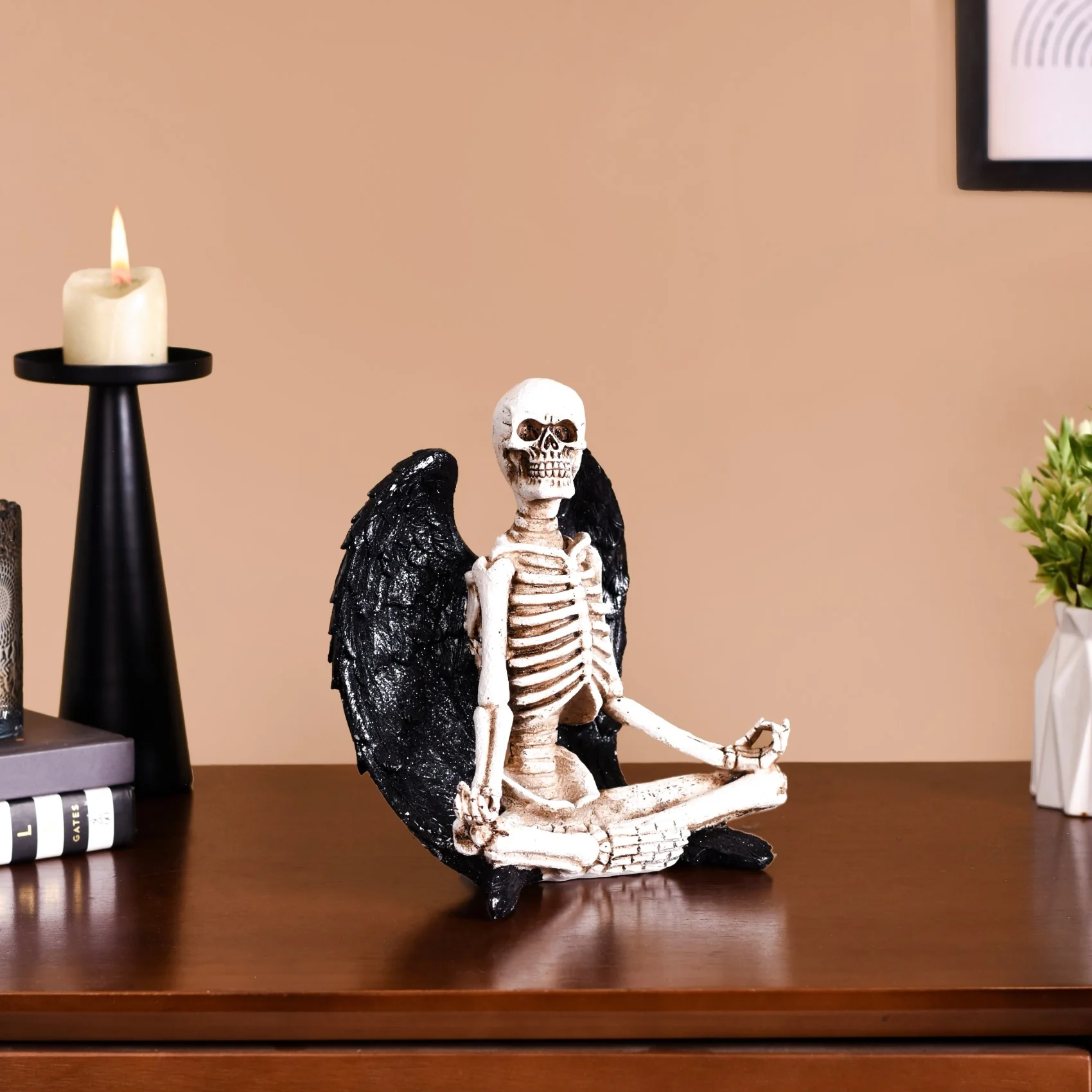 Meditating Fallen Angel Skeleton Showpiece - Image 3