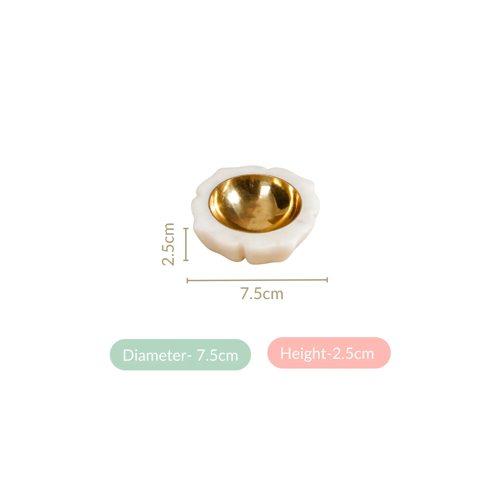 Mehrab Artistry Marble And Brass Diya Set Of 2 - Image 5