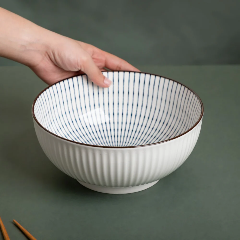Meraki Striped Ceramic Serving Bowl 800 ml