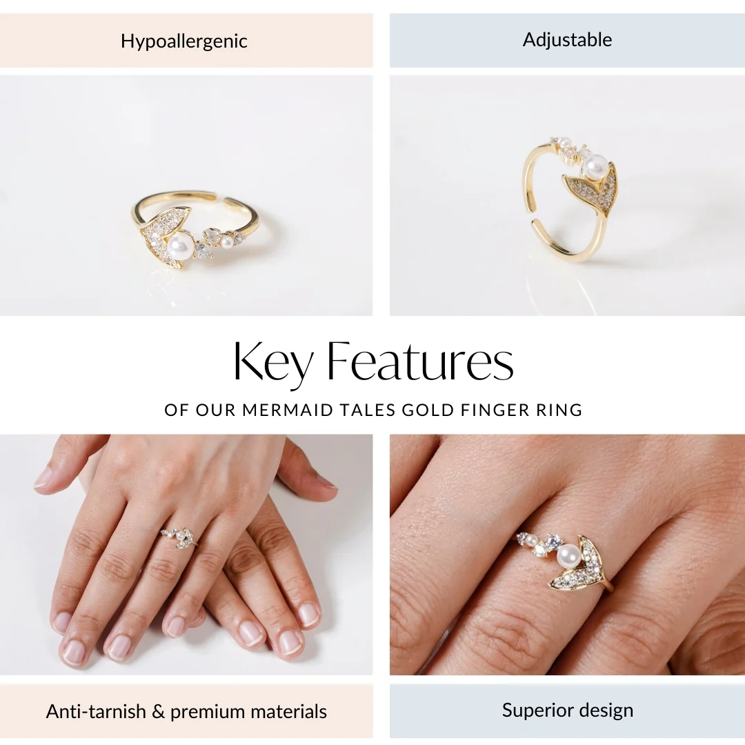 Mermaid Tales Gold Finger Ring - Image 4