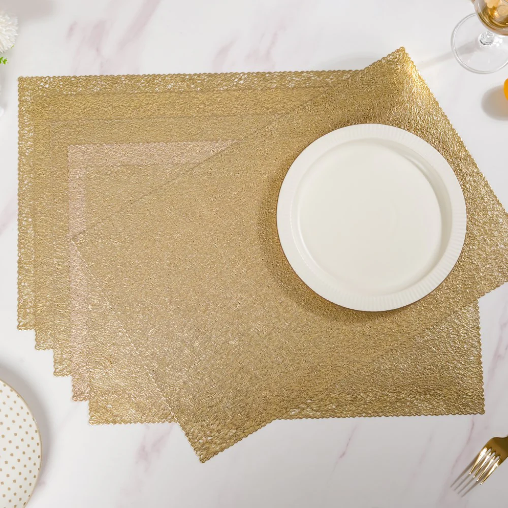 Mesh Table Mat Gold Set Of 6 17x11 Inch - Image 8