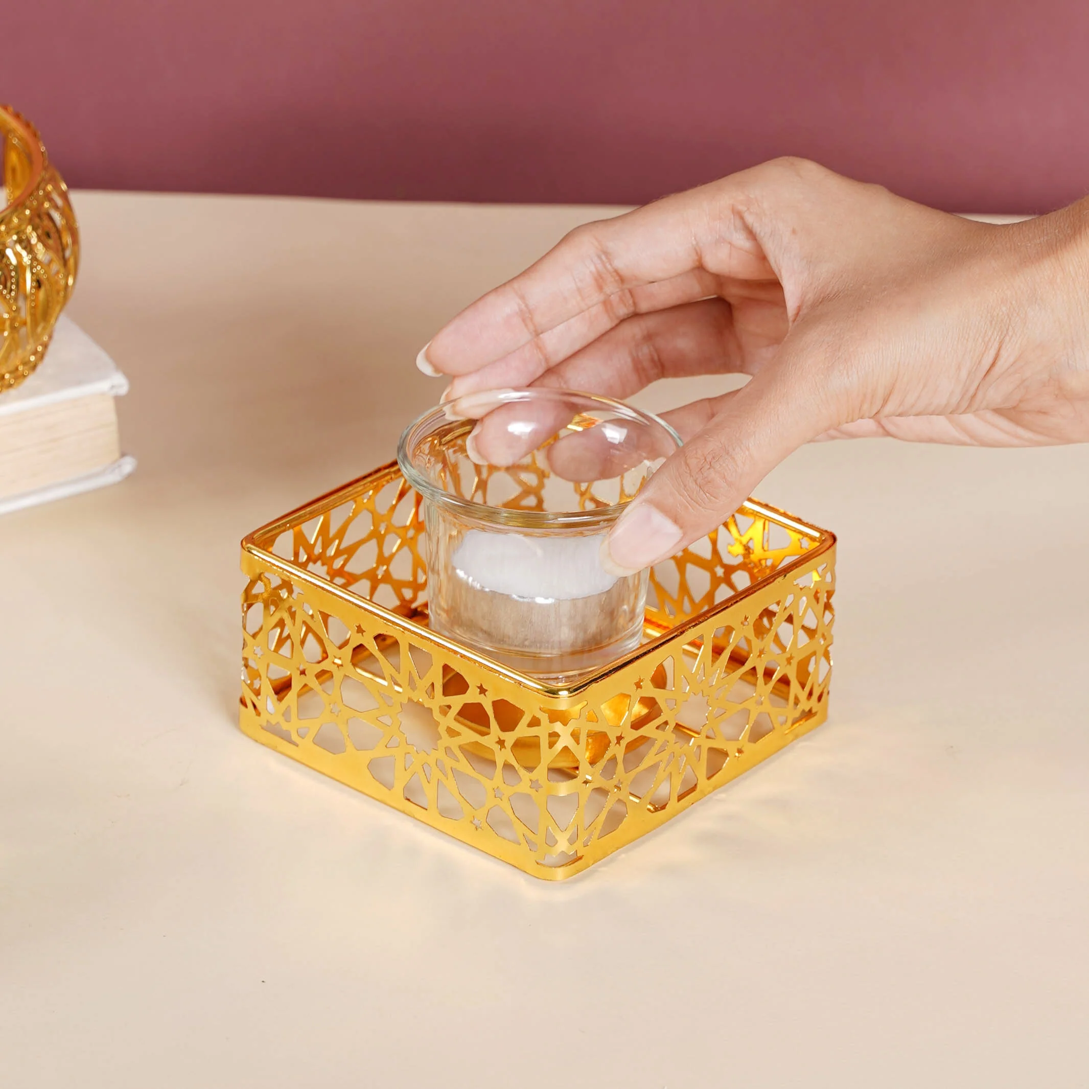 Metal And Glass Candle Stand - Image 4