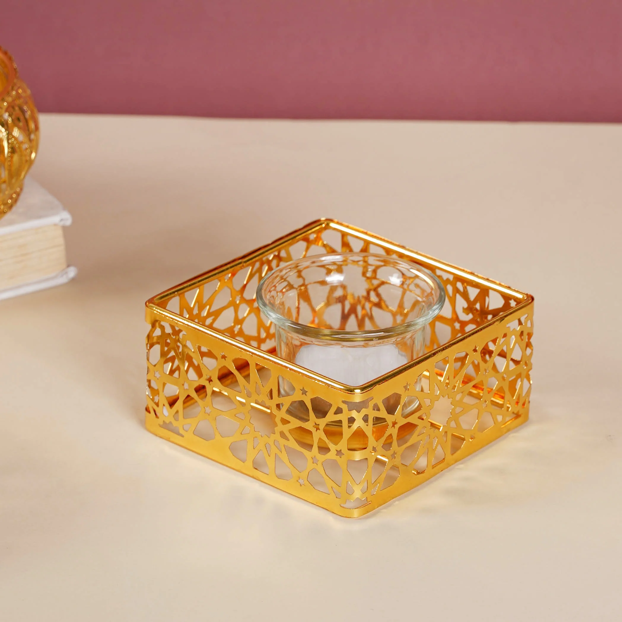 Metal And Glass Candle Stand - Image 5