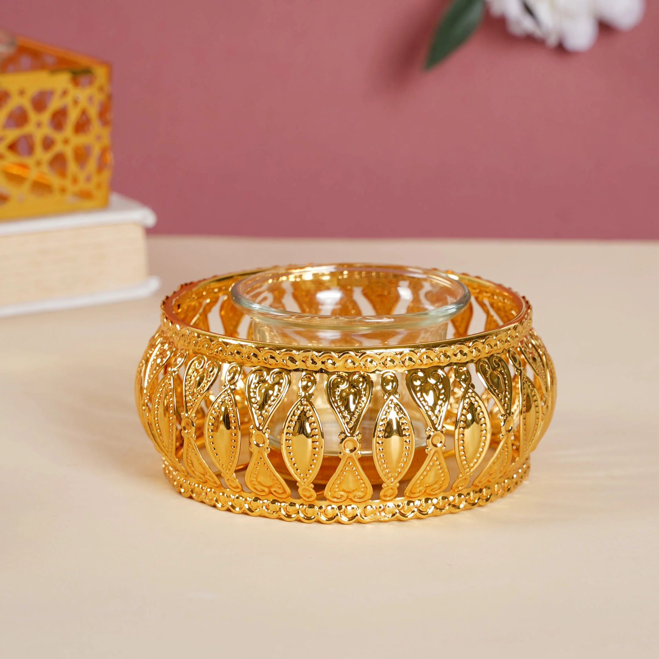 Metal And Glass Candle Stand - Image 6
