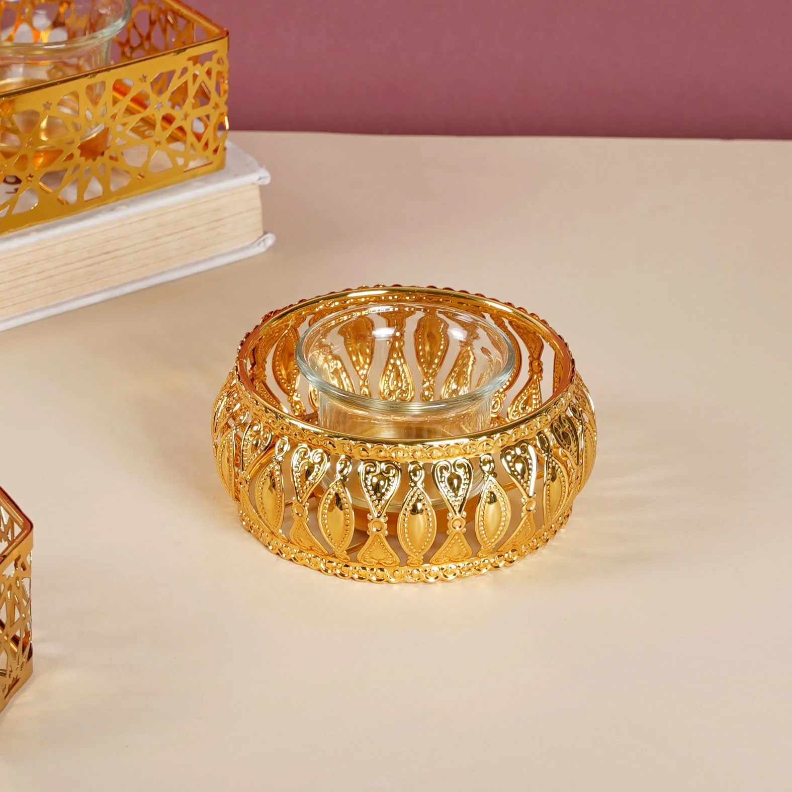 Metal And Glass Candle Stand - Image 9