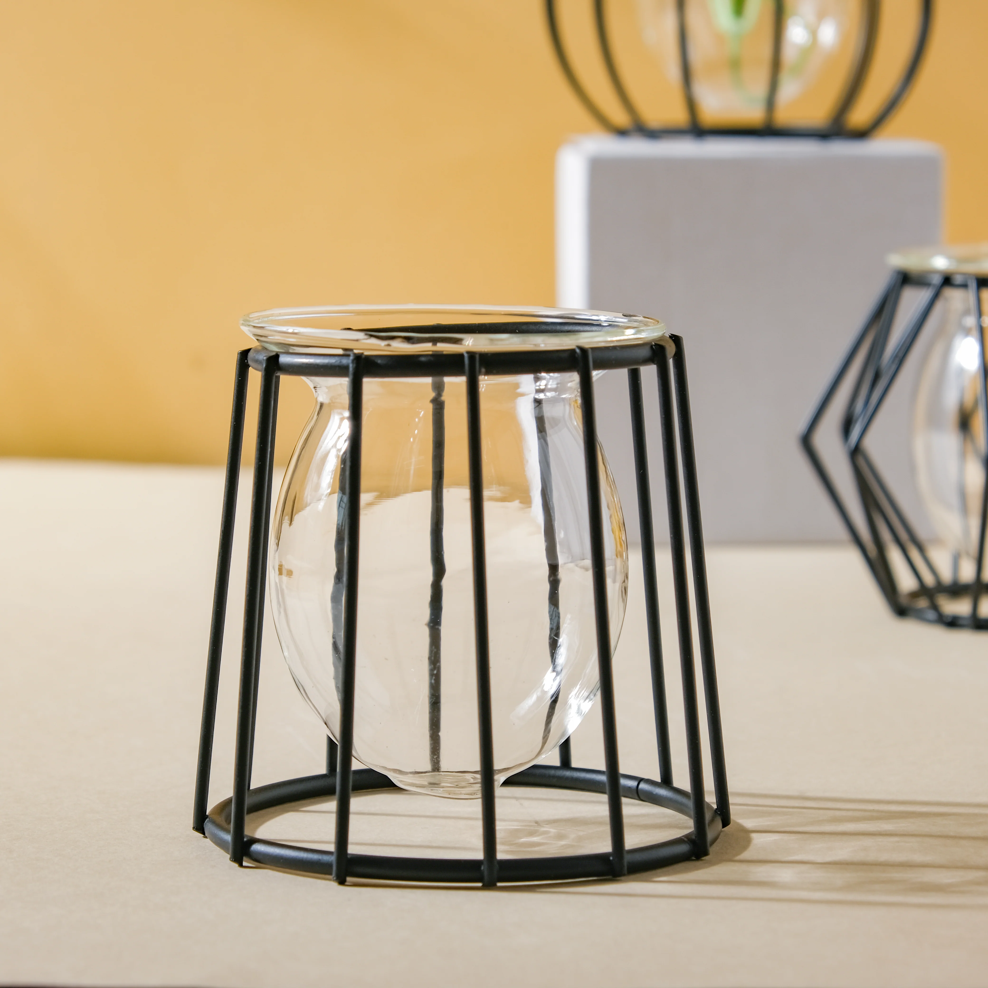 Metal and Glass Planter - Black - Image 5