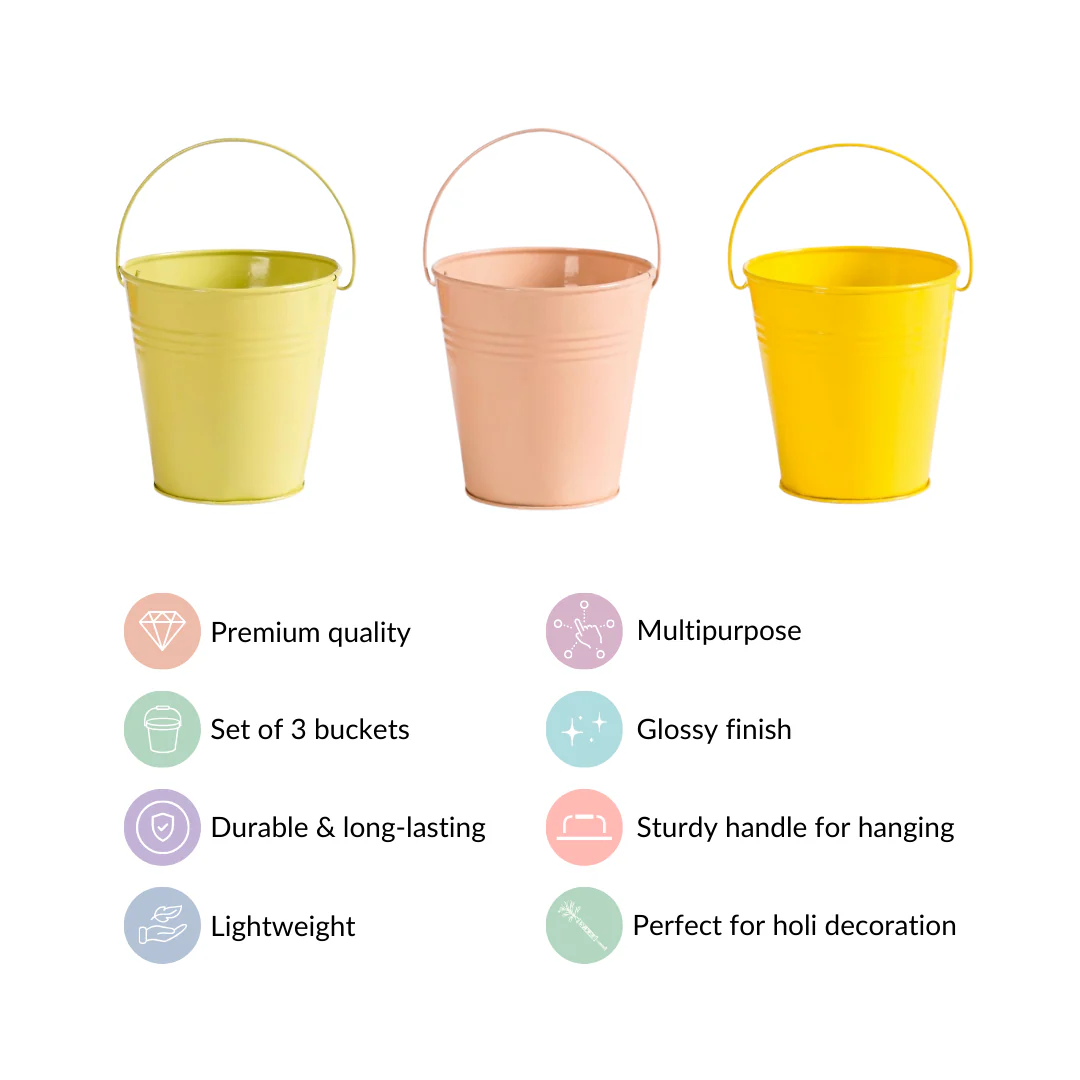 Metal Bucket For Home Decoration Set Of 3 - Image 7