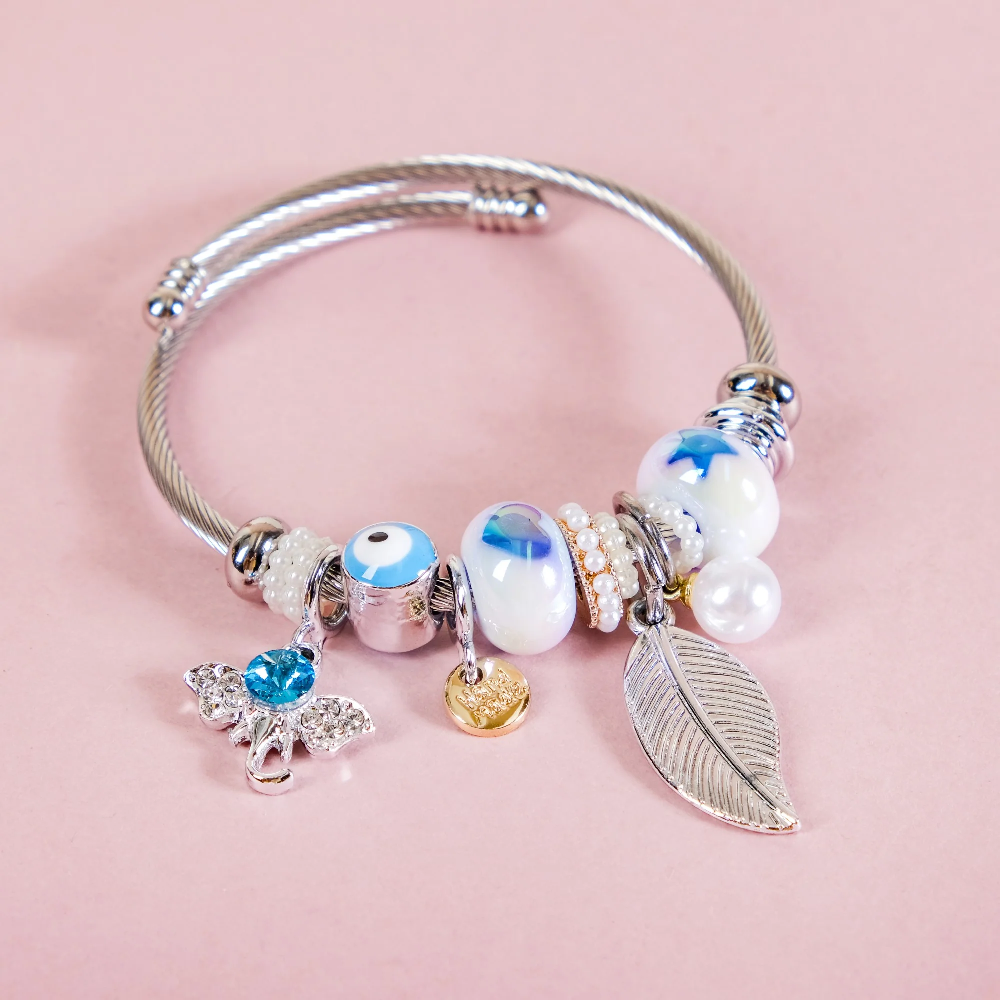 Metal Charm Bracelet Rakhi For Sister Set Of 3 With Gift Box And Card - Image 3
