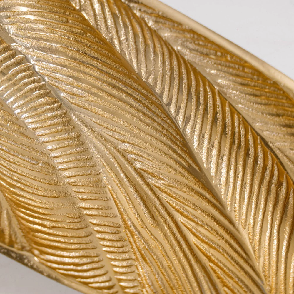 Metal Decorative Platter For Table Gold - Image 11