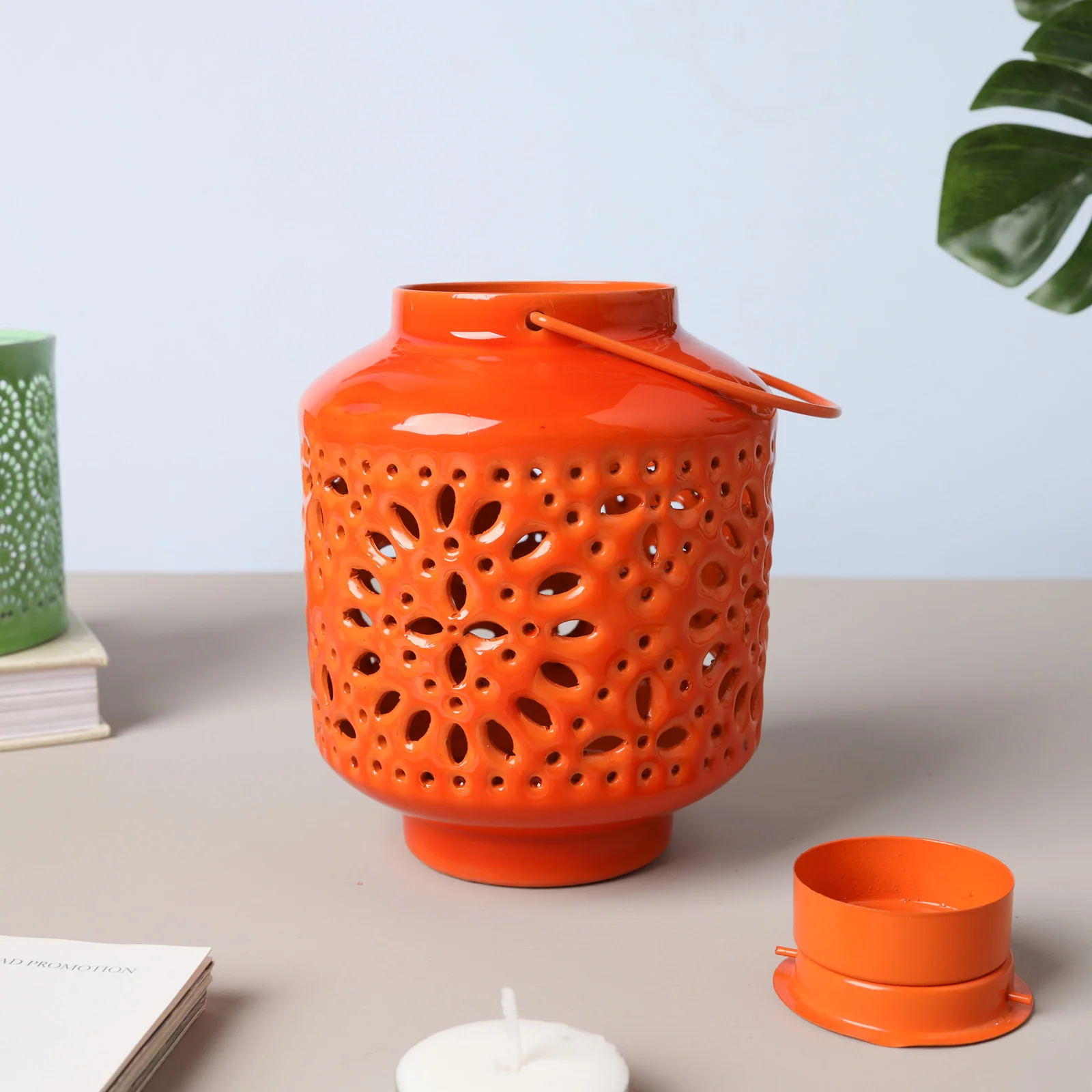 Metal Lantern Orange - Image 3