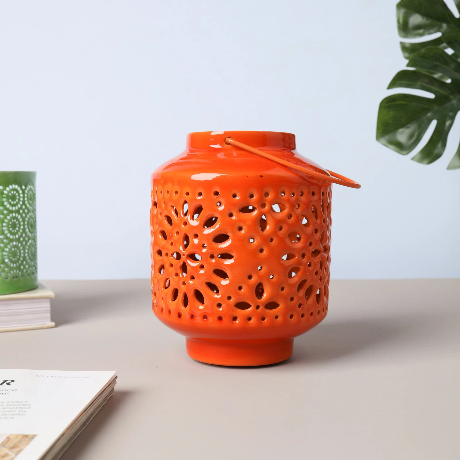 Metal Lantern Orange - Image 4