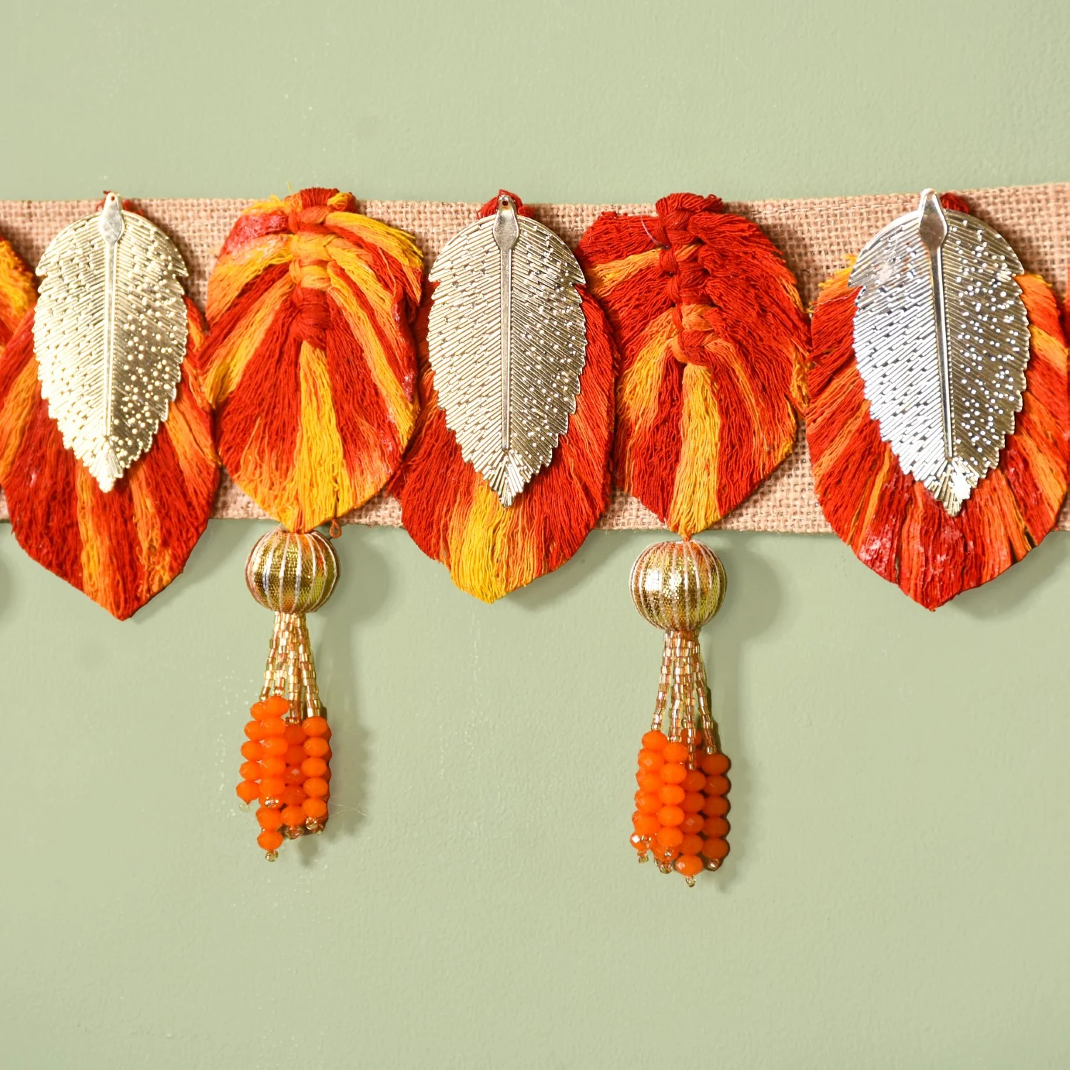 Metal Leaf Embellished Festive Wall Decor - Image 6