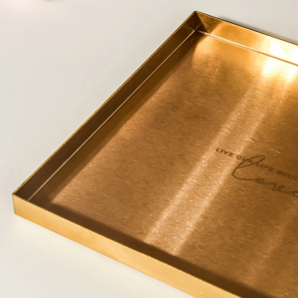 Metal Square Vanity Tray Golden 8 Inch - Image 6