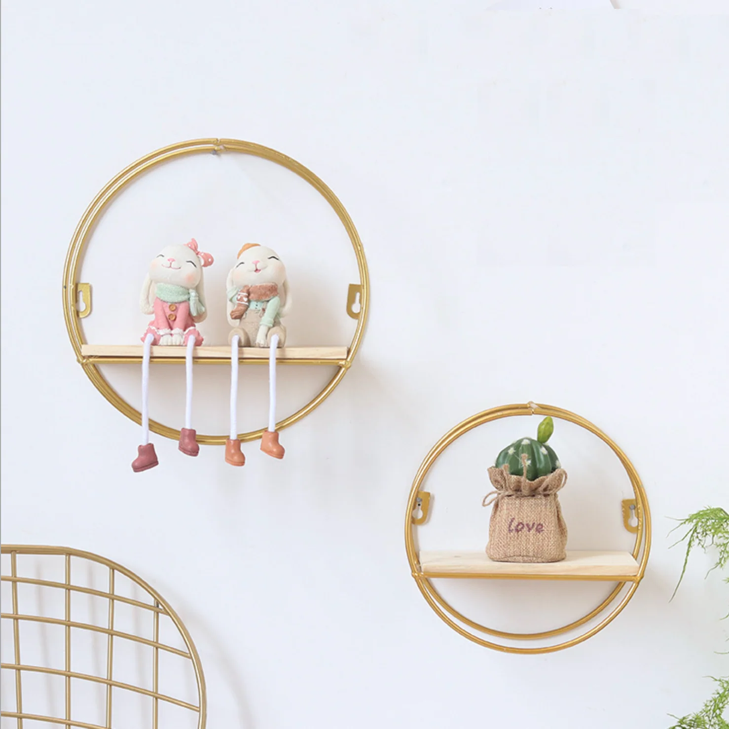 Round Metal and Wood Shelf - Image 2