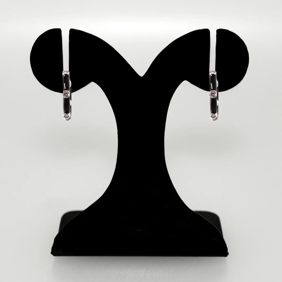 Metallic Detail Silver And Black Hoops - Image 7