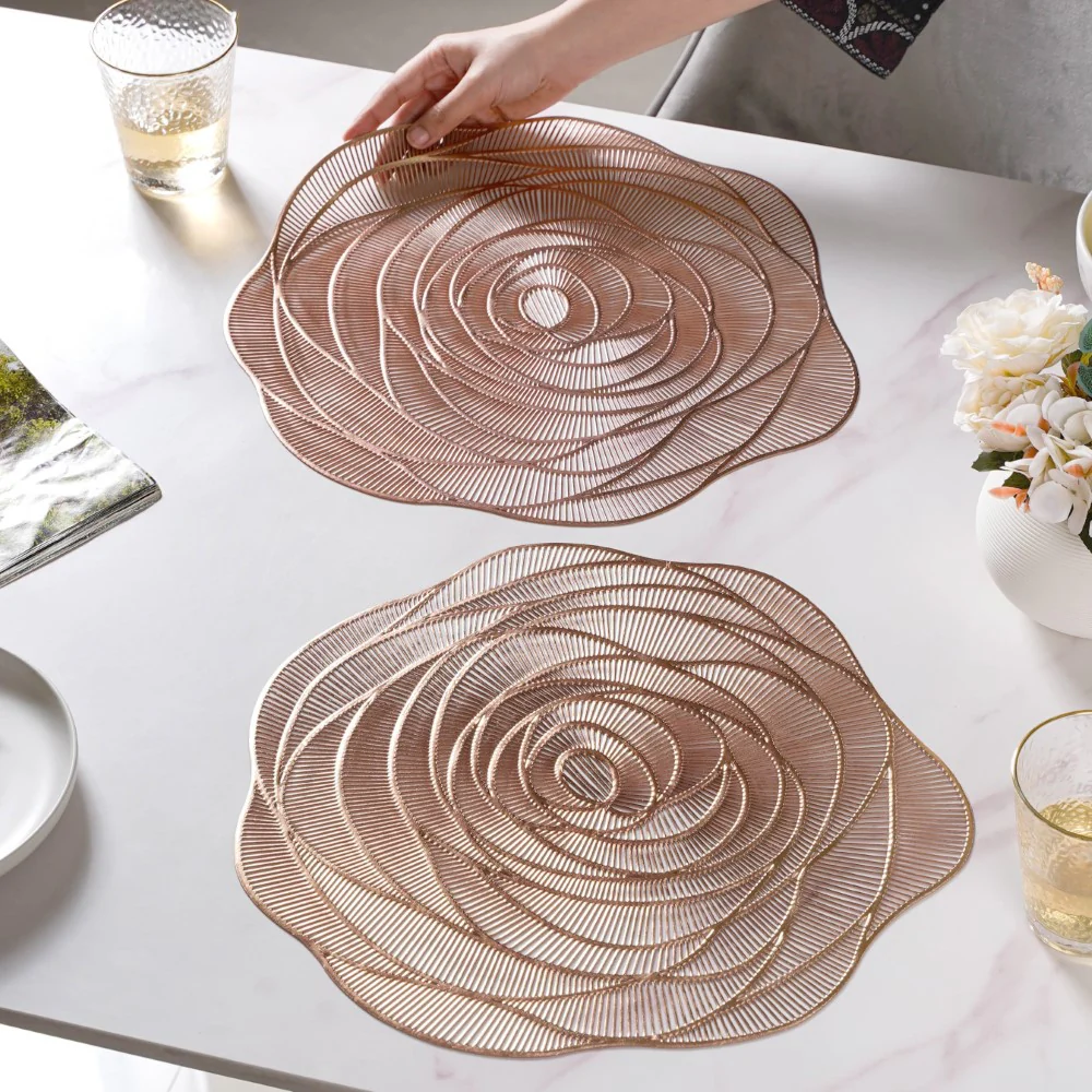 Metallic Rose Placemat Bronze Set Of 6 15 Inch - Image 4