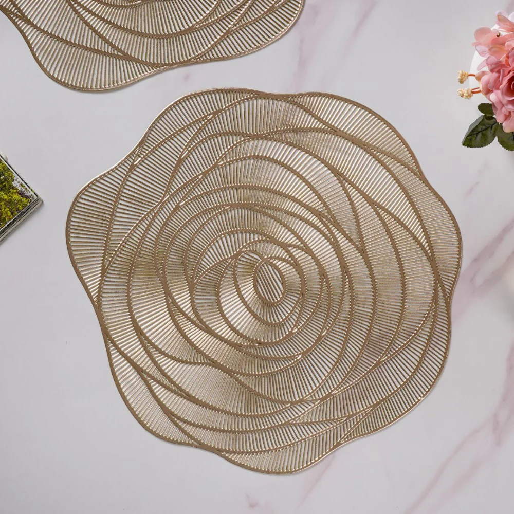 Metallic Rose Placemat Gold Set Of 6 15 Inch - Image 3