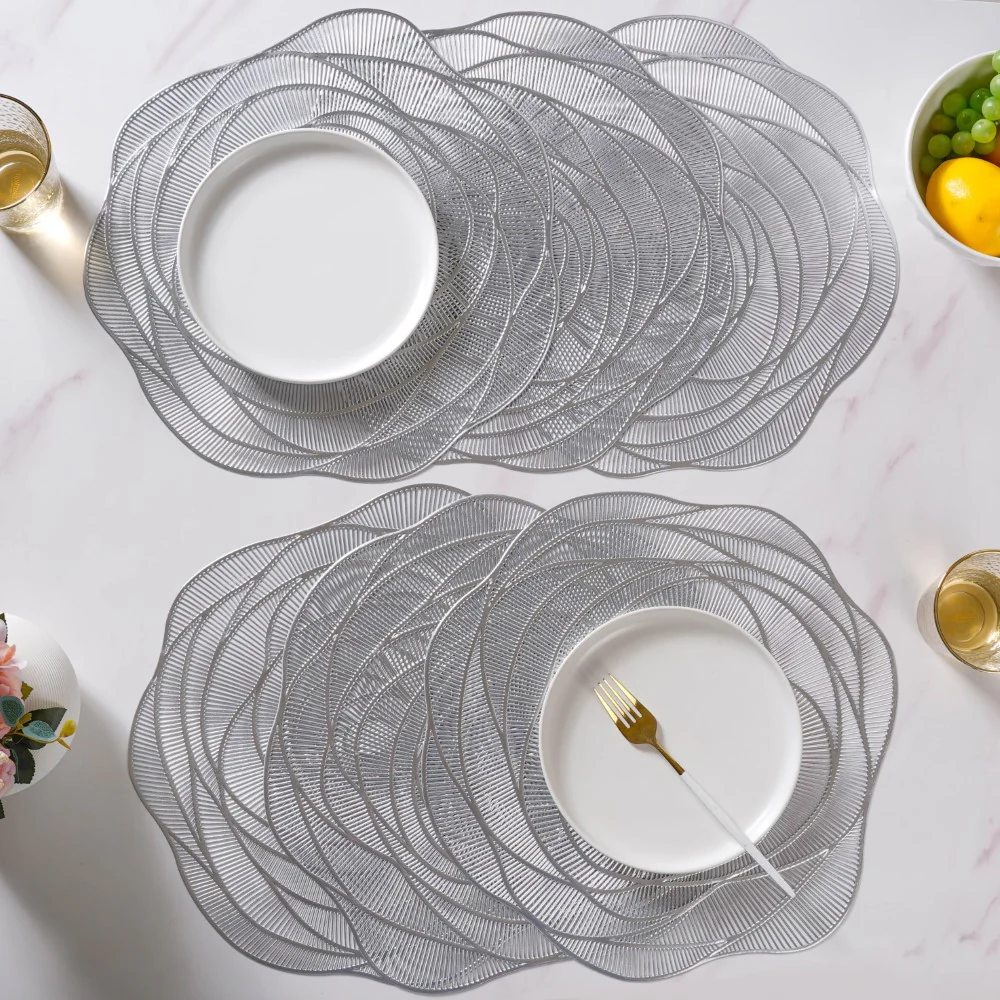 Metallic Rose Placemat Silver Set Of 6 15 Inch - Image 4