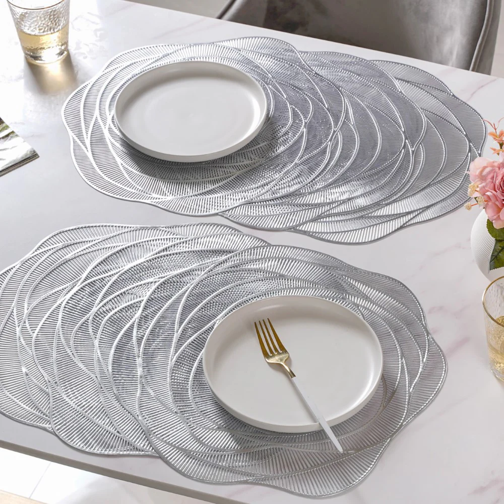 Metallic Rose Placemat Silver Set Of 6 15 Inch - Image 6