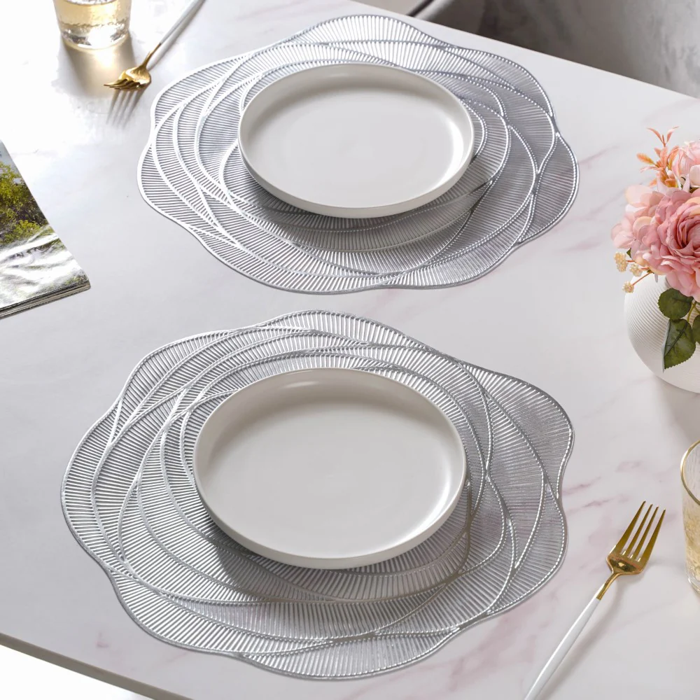 Metallic Rose Placemat Silver Set Of 6 15 Inch - Image 8