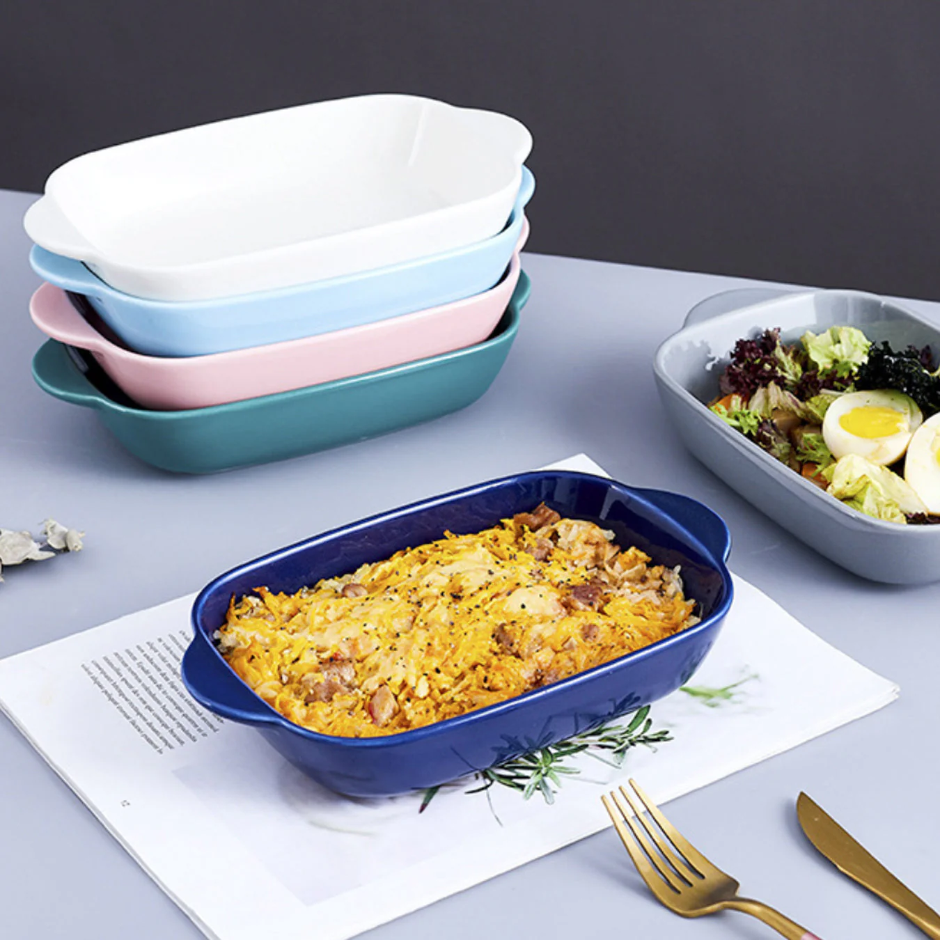 Microwave Oven Baking Dish Dark Blue 8.5 Inch - Image 4
