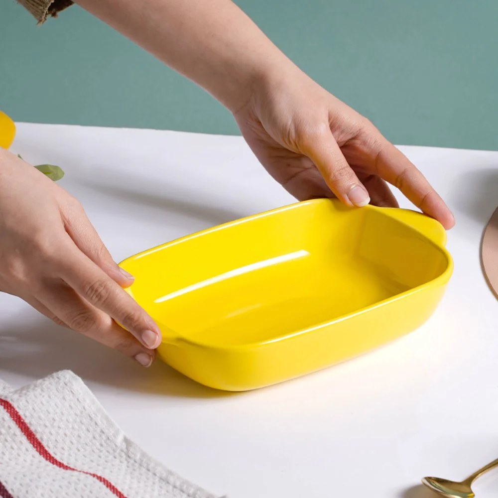 Microwave Oven Baking Dish Yellow 8.5 Inch - Image 2