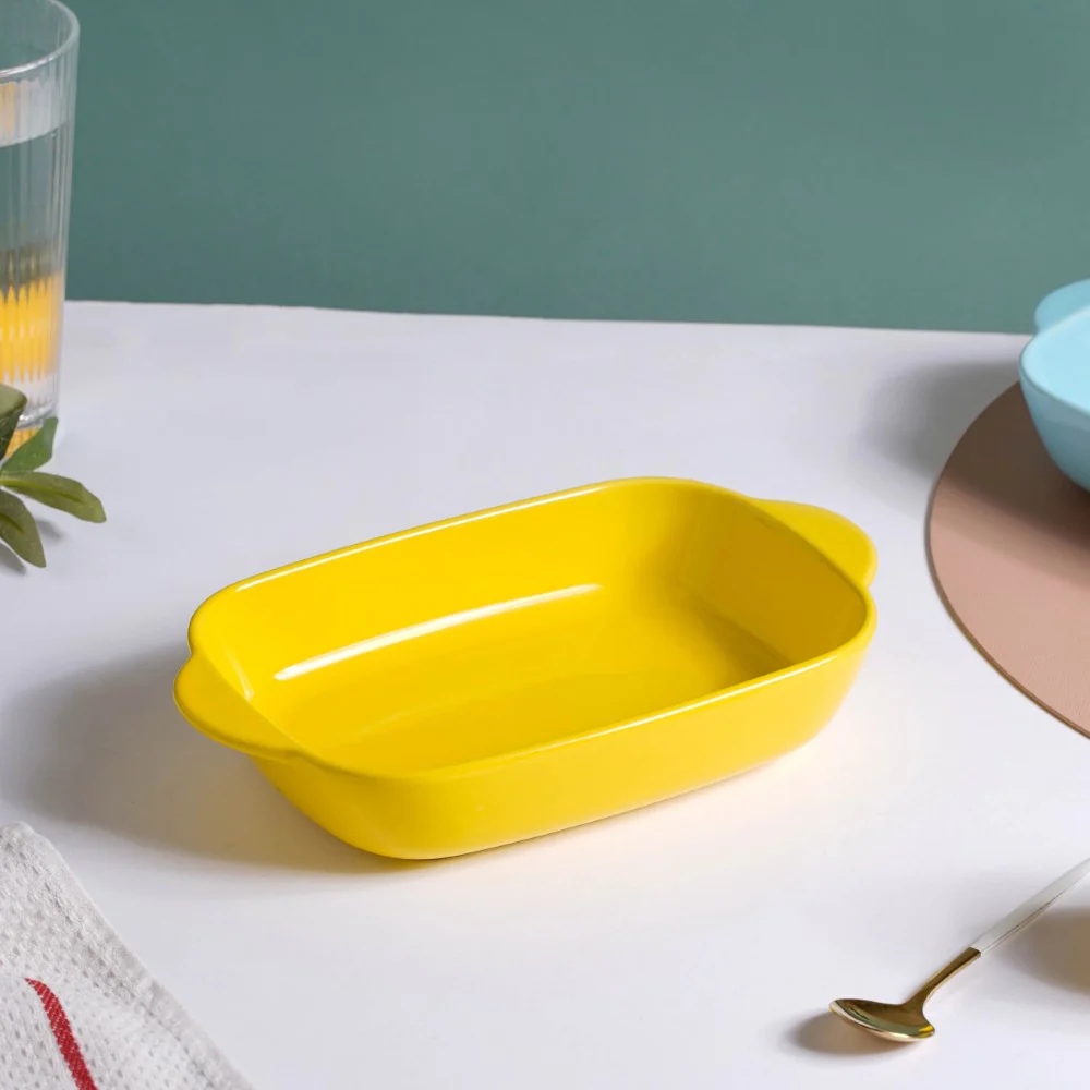 Microwave Oven Baking Dish Yellow 8.5 Inch - Image 4