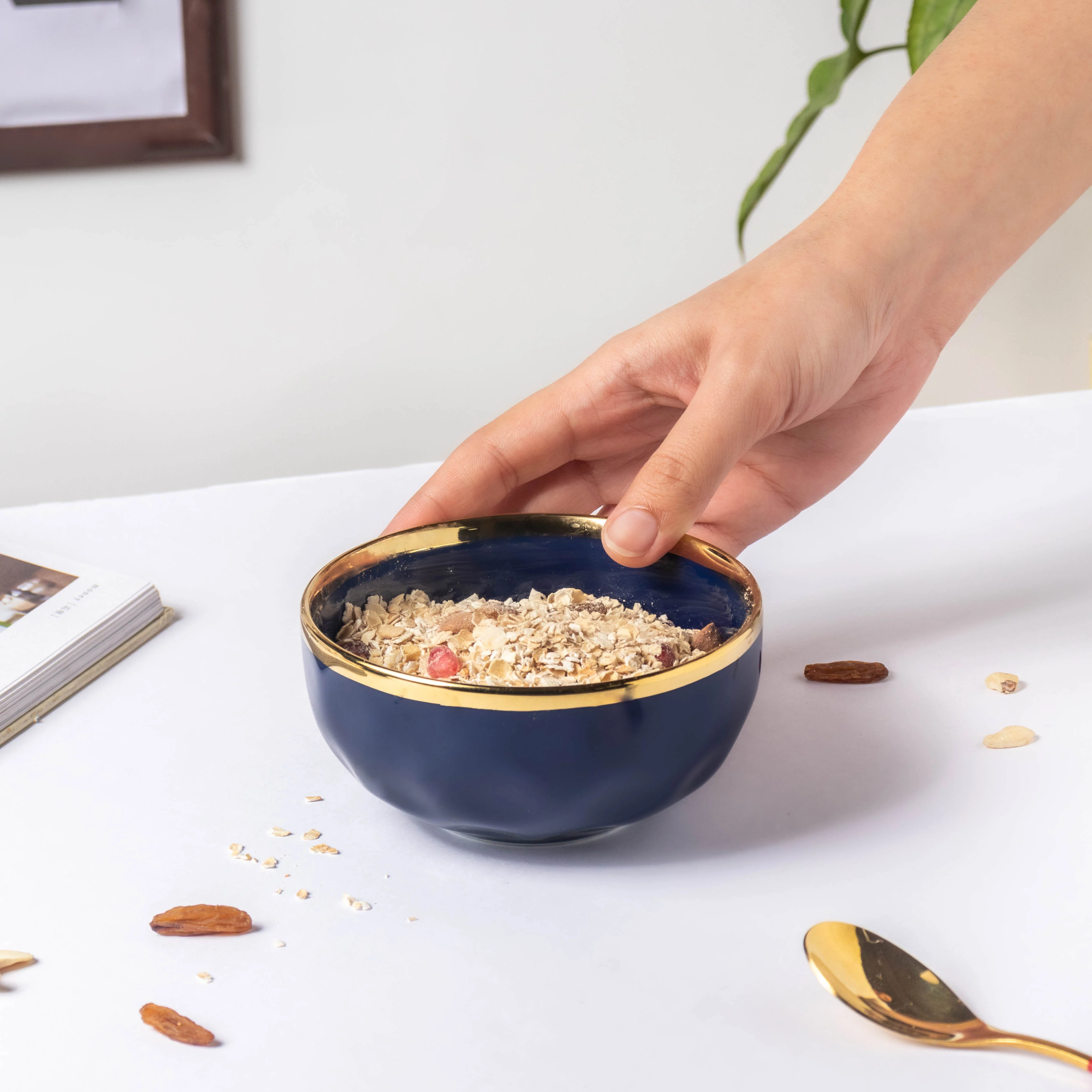 Midnight Blue Ceramic Soup Bowl - Image 2
