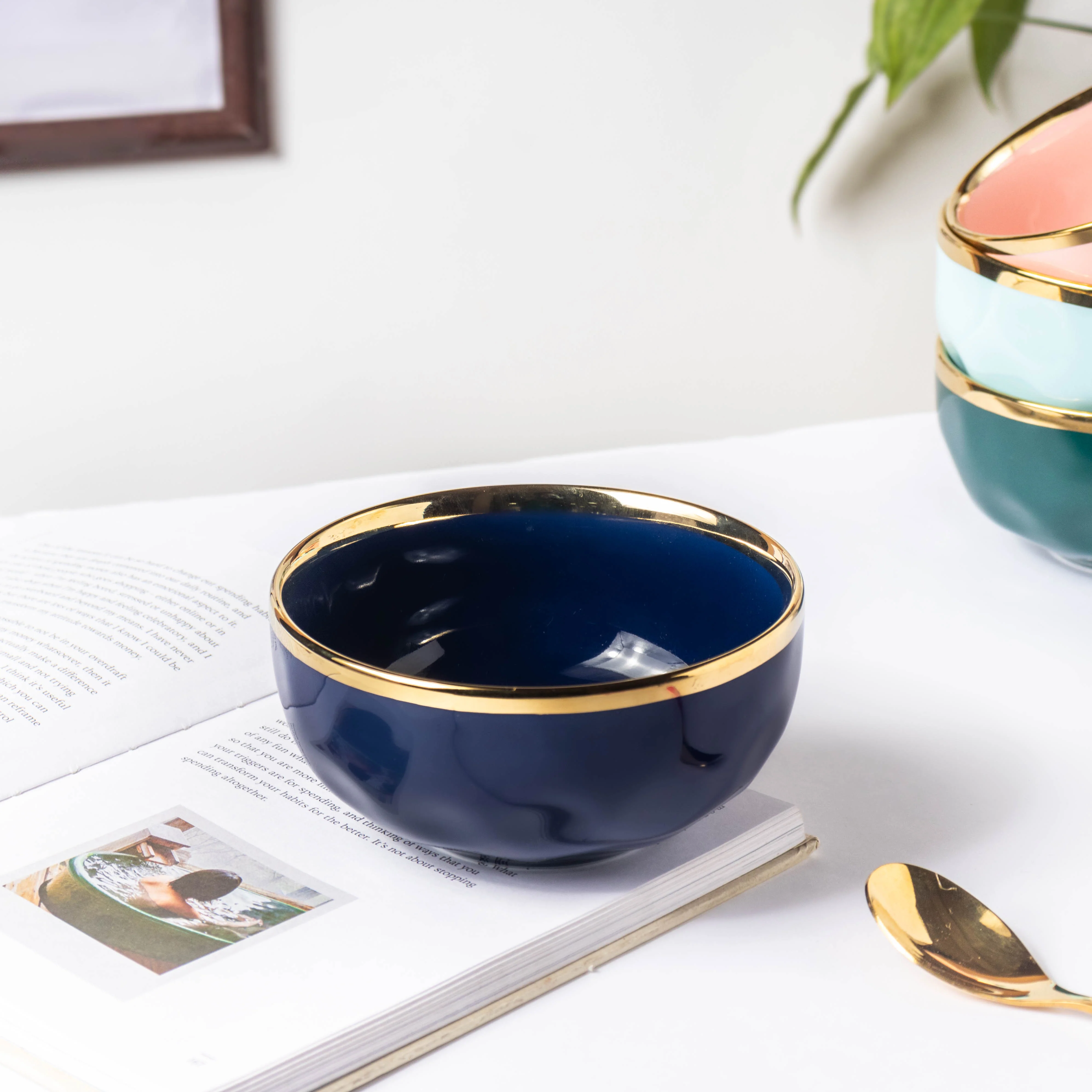 Midnight Blue Ceramic Soup Bowl - Image 4