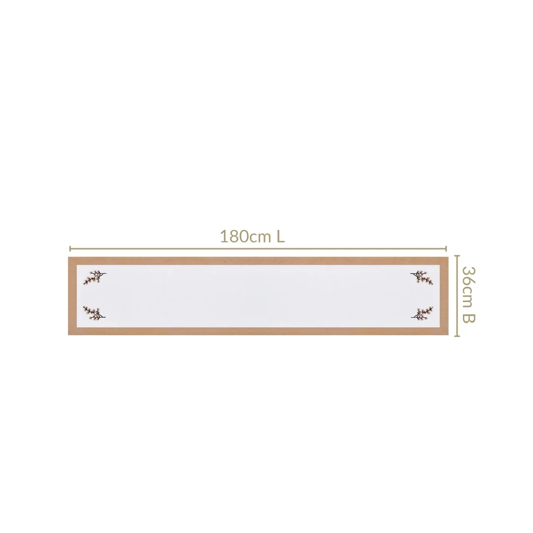 Midori Rustic Charm Cotton Table Runner In Brown 180x36cm - Image 3