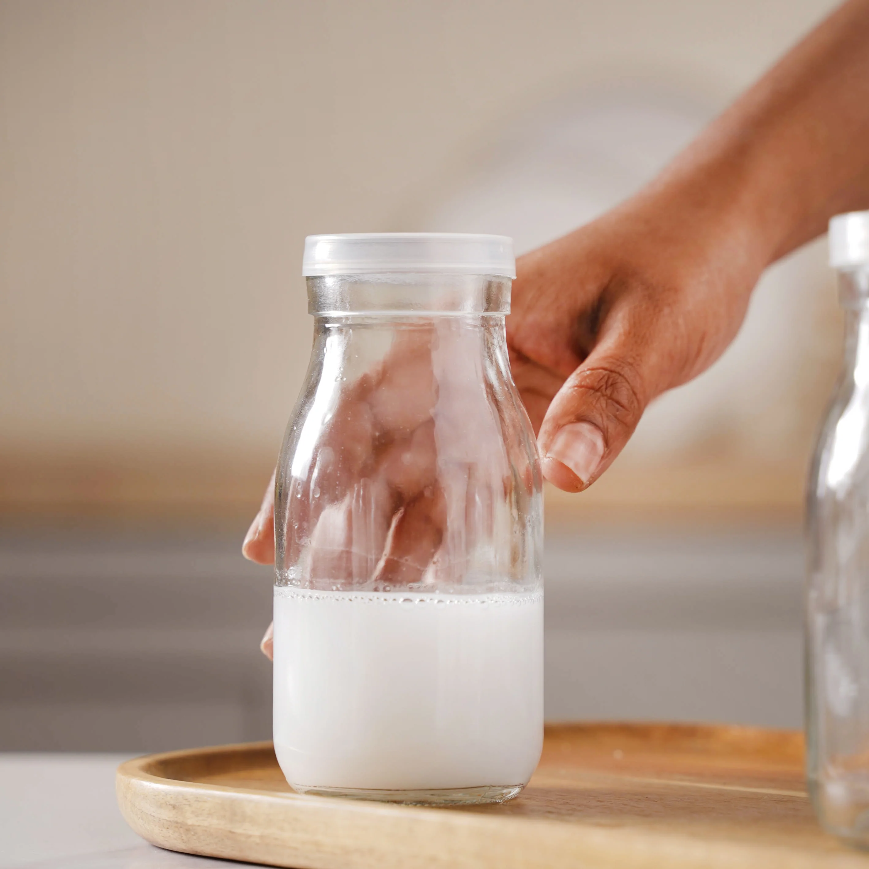 Milk Glass Bottle with Lid Set of 6 - Image 3