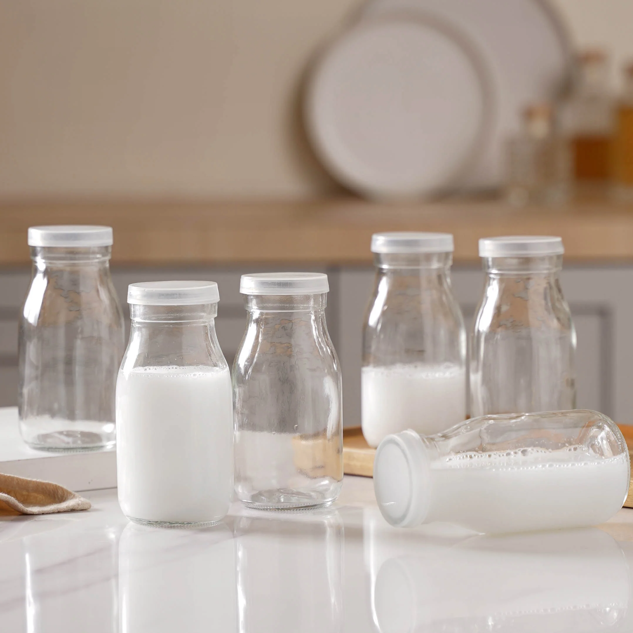Milk Glass Bottle with Lid Set of 6 - Image 9