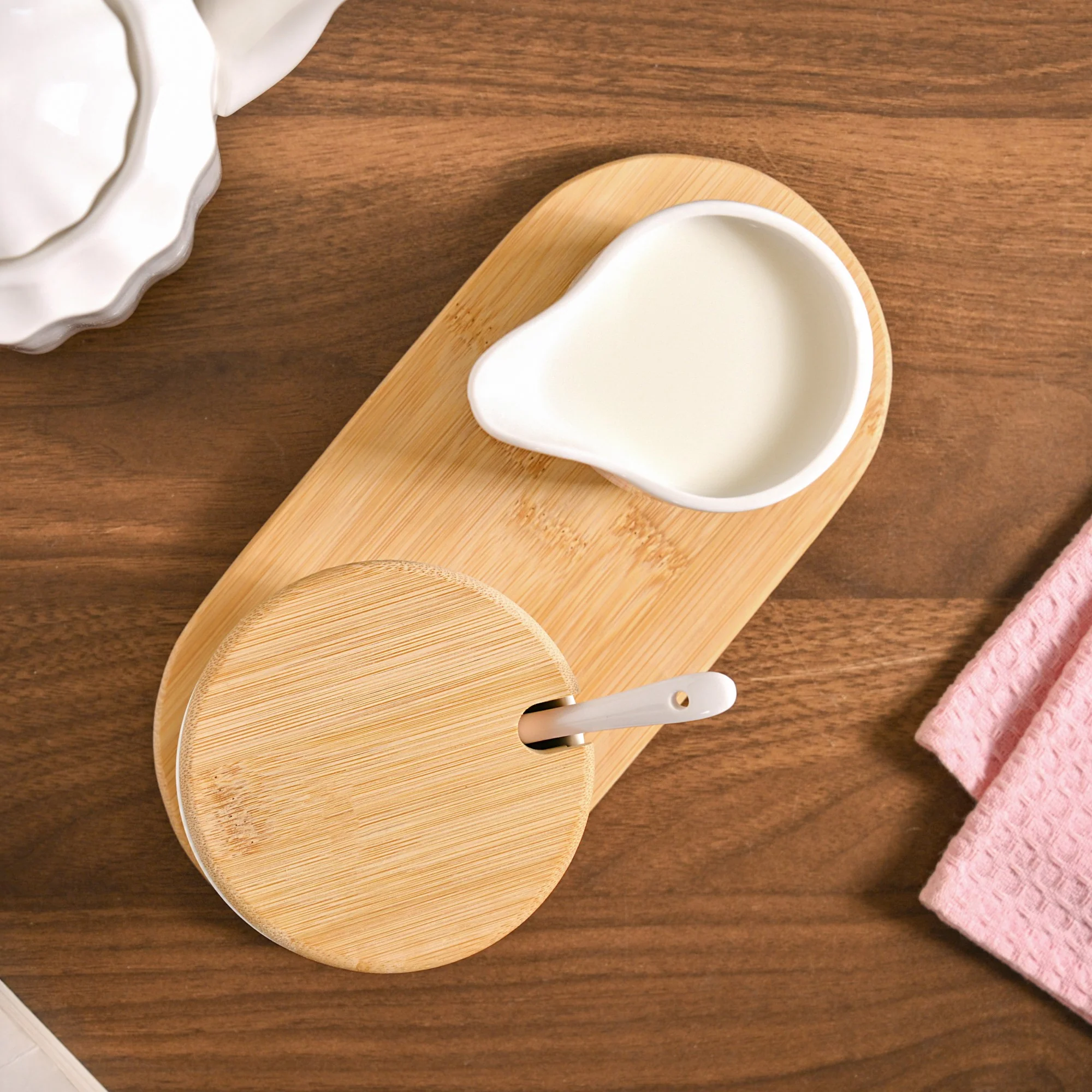 Milk Pot And Sugar Bowl With Stand And Spoon - Image 9